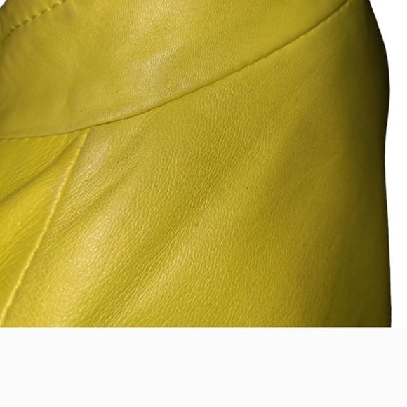 Josephine Vibrant Yellow Genuine Leather Jacket - Picture 5 of 11